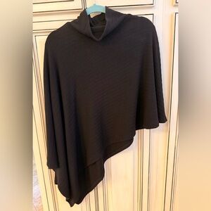 Shalice Noel Black Asymmetric Poncho Cape - Classic Turtleneck